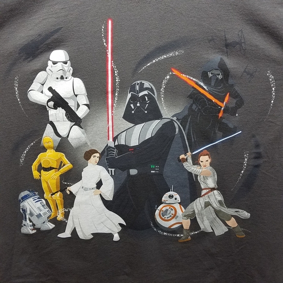 Disney Star Wars Gray 30th Anniversary Darth Vador Kylo Droids Men's 2XL Shirt - Picture 3 of 7